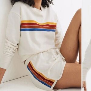 NWT Madewell Rainbow Stripe Sweatshirt and Short Set
